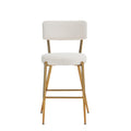 Set Of 2 Modern Teddy Fabric Upholstered Bar Stools Metal Base High Stool Suitable For Kitchen, Dining And Living Room Beige Stylish And Comfortable Island Seating Beige Metal