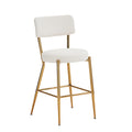 Set Of 2 Modern Teddy Fabric Upholstered Bar Stools Metal Base High Stool Suitable For Kitchen, Dining And Living Room Beige Stylish And Comfortable Island Seating Beige Metal