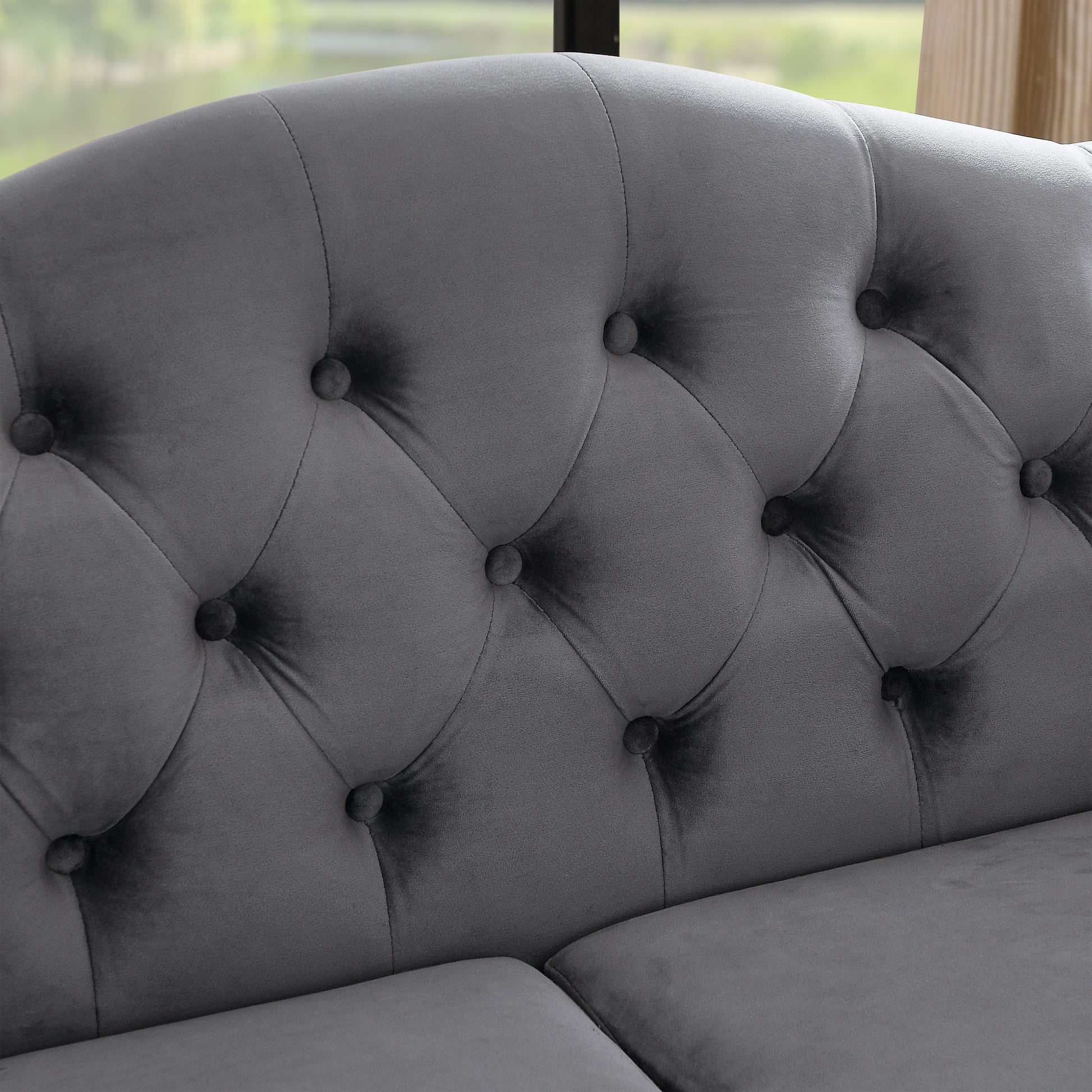 3 Seater 3 Seater Combination Sofa.Grey Velvet W834S00064 Grey Foam Velvet