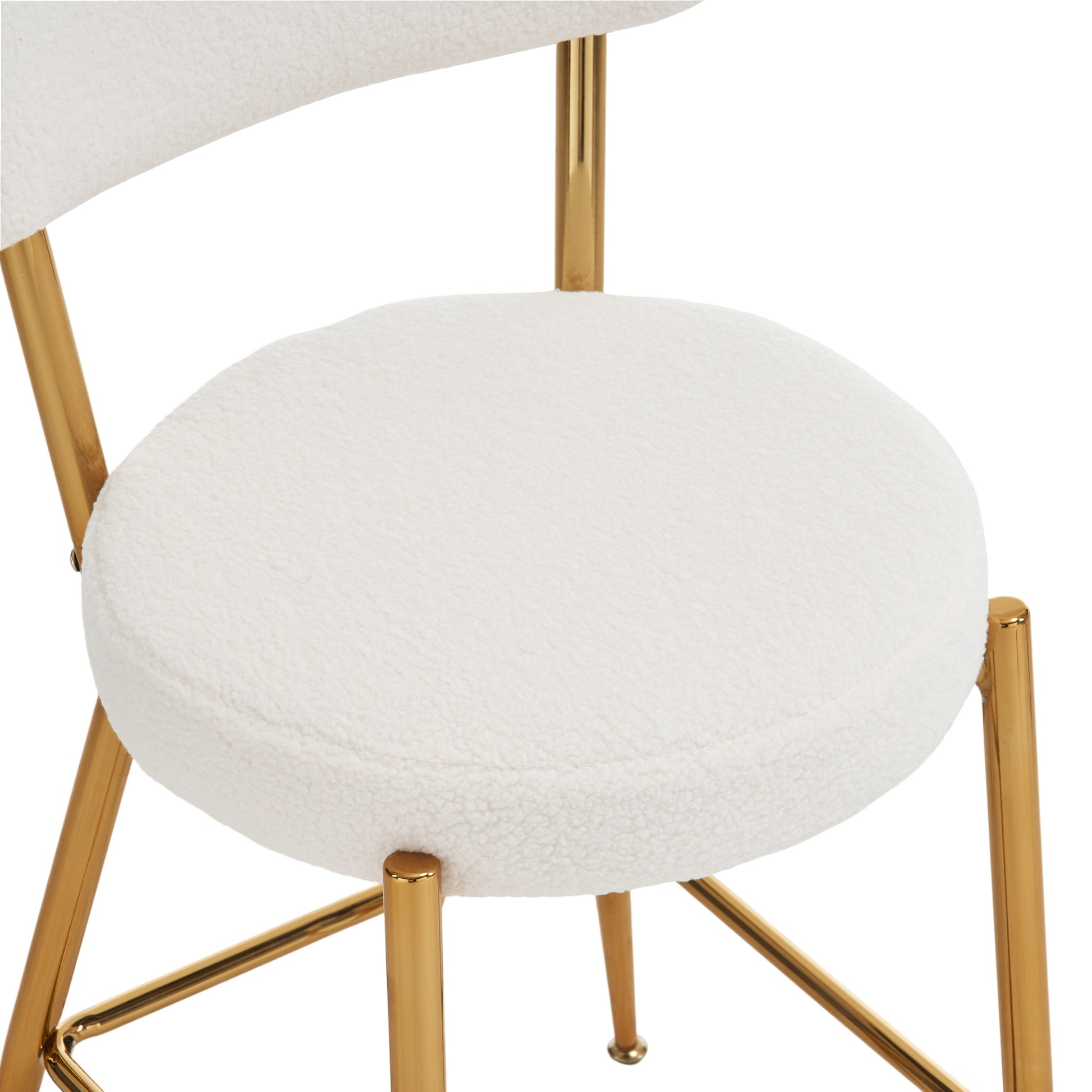 Set Of 2 Modern Teddy Fabric Upholstered Bar Stools Metal Base High Stool Suitable For Kitchen, Dining And Living Room Beige Stylish And Comfortable Island Seating Beige Metal