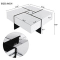Unique Design Coffee Table With 4 Hidden Storage Compartments, Square Cocktail Table With Extendable Sliding Tabletop, Uv High Gloss Design Center Table For Living Room, 31.5