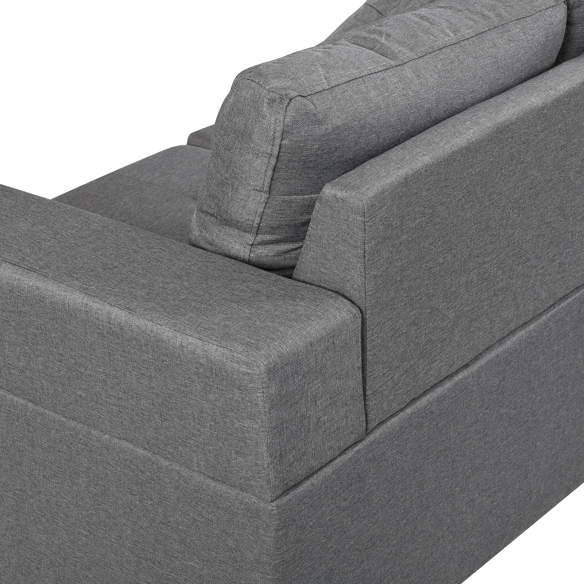 Sectional Sofa Set For Living Room With L Shape Chaise Lounge ,Cup Holder And Left Or Right Hand Chaise Modern 4 Seat Grey Fabric