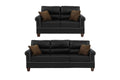 Black Bonded Leather 2Pc Sofa Set Sofa And Loveseat Living Room Furniture Black Faux Leather Wood Primary Living Space Cushion Back Contemporary,Modern Rolled Arms Bonded Leather 5 Seat