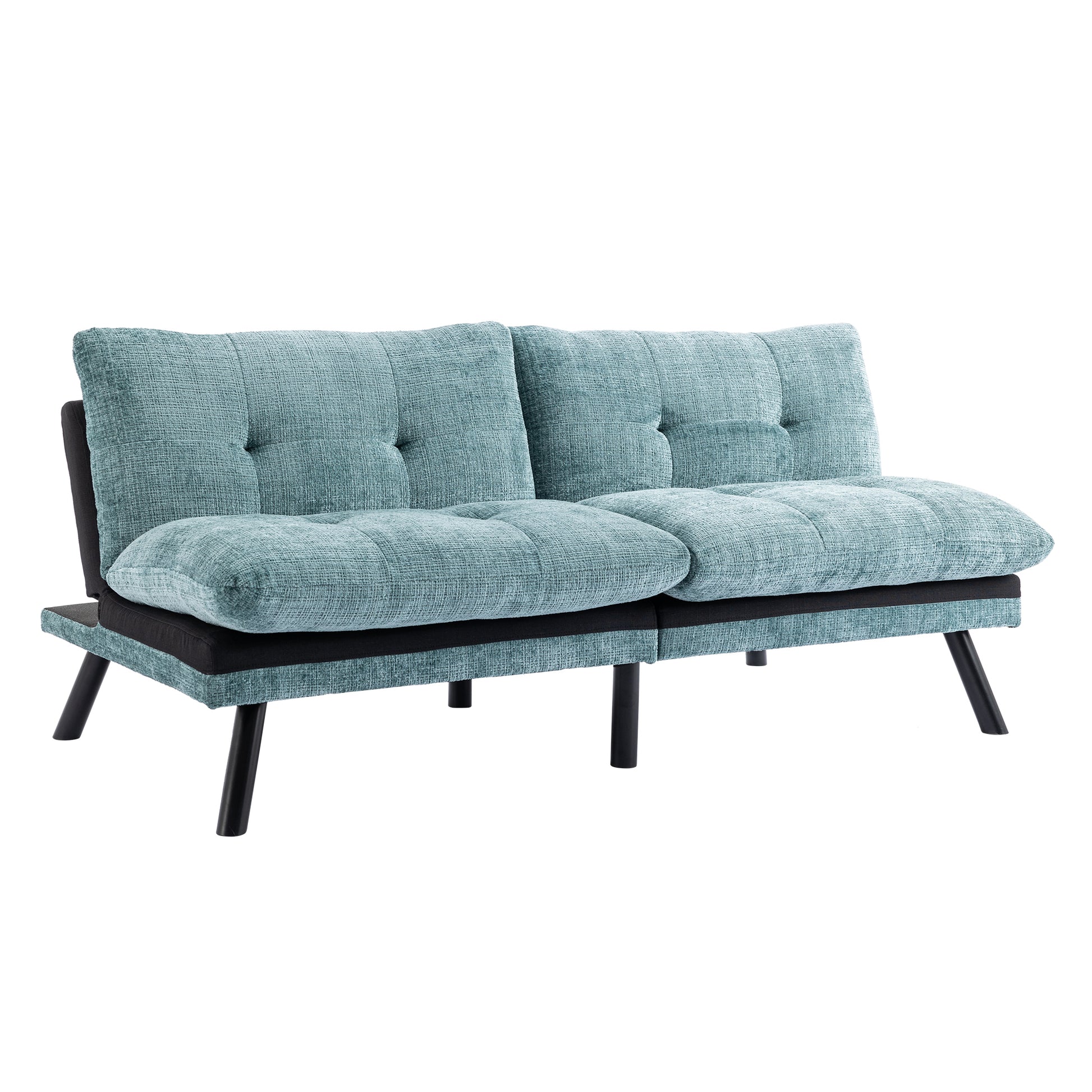 Convertible Sofa Bed Loveseat Futon Bedadjustable Lounge Couch With Metal Legs,Futon Sets For Compact Living Space Chenille Mint Green Mint Green Upholstered