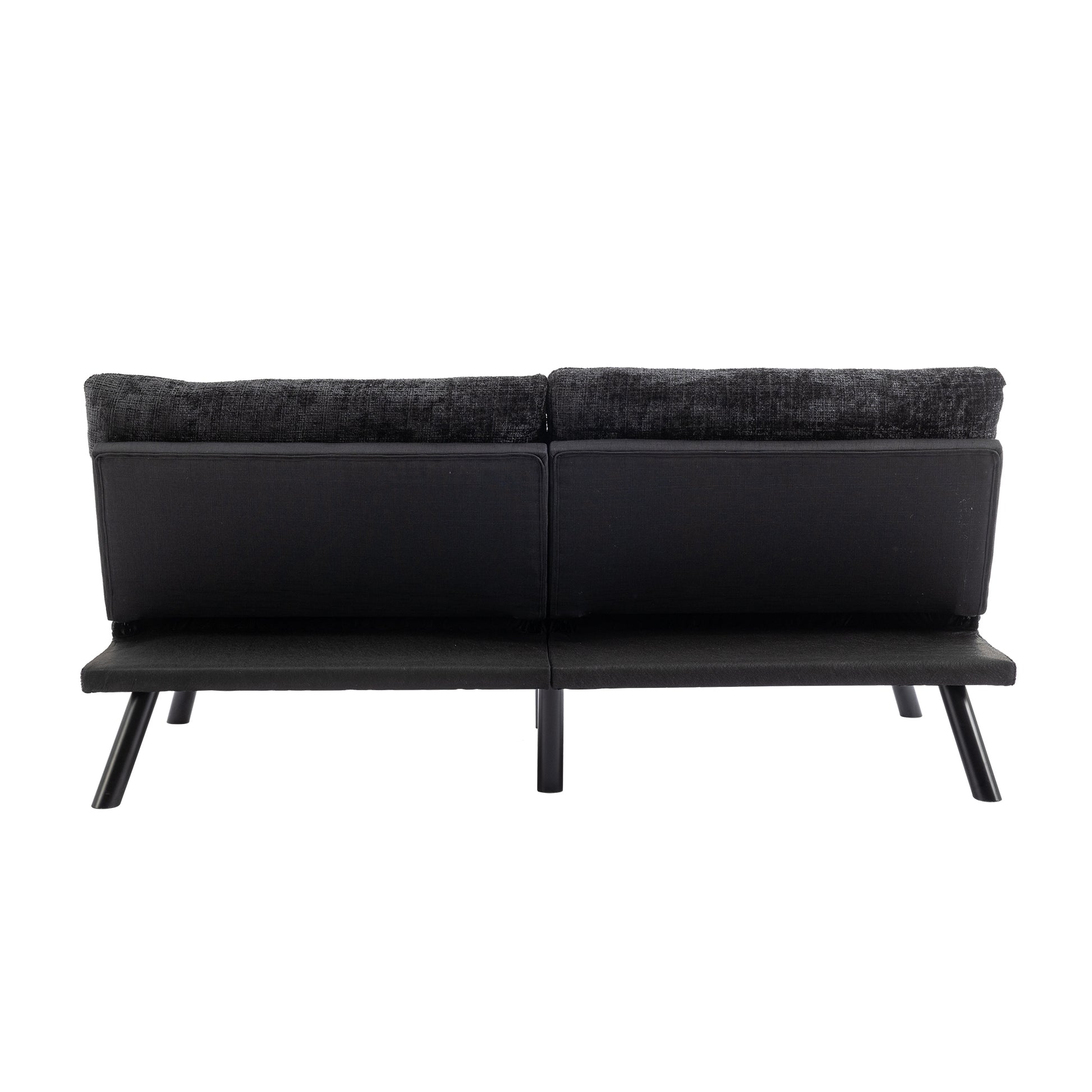 Convertible Sofa Bed Loveseat Futon Bedadjustable Lounge Couch With Metal Legs,Futon Sets For Compact Living Space Chenille Black Upholstered