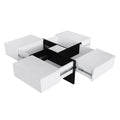 Unique Design Coffee Table With 4 Hidden Storage Compartments, Square Cocktail Table With Extendable Sliding Tabletop, Uv High Gloss Design Center Table For Living Room, 31.5