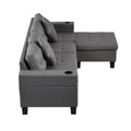 Sectional Sofa Set For Living Room With L Shape Chaise Lounge ,Cup Holder And Left Or Right Hand Chaise Modern 4 Seat Grey Fabric