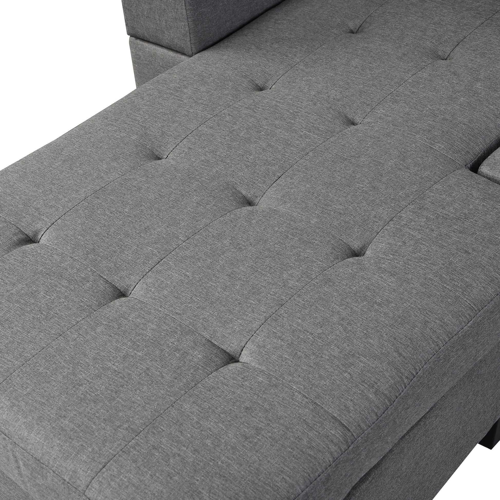 Sectional Sofa Set For Living Room With L Shape Chaise Lounge ,Cup Holder And Left Or Right Hand Chaise Modern 4 Seat Grey Fabric