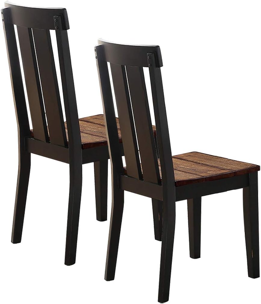 Natural Solid Wood Dark Brown Hues Set Of 2 Chairs Dining Room Seatings Chair Dark Brown Dining Room Modern,Transitional Dining Chairs Rubberwood Slat Back Solid Wood