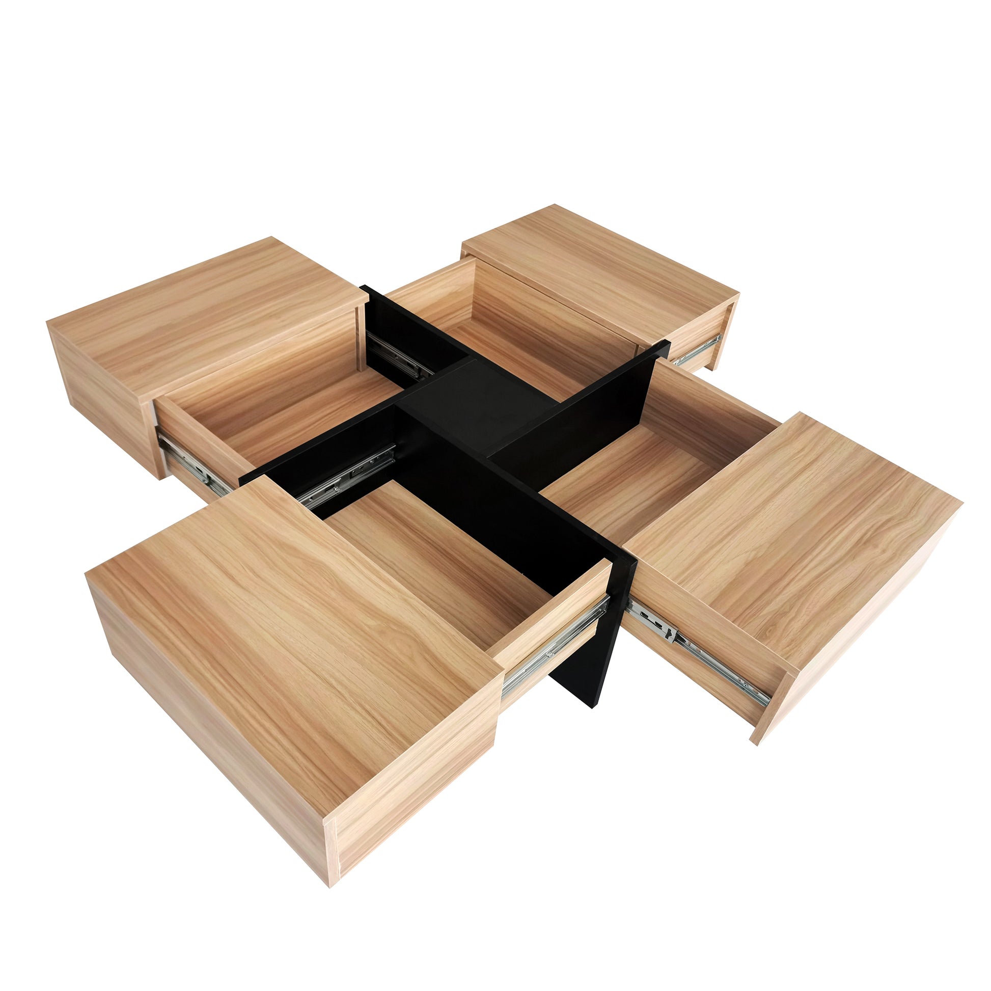 Unique Design Coffee Table With 4 Hidden Storage Compartments, Square Cocktail Table With Extendable Sliding Tabletop, Uv High Gloss Design Center Table For Living Room, 31.5"X 31.5" Brown Soft Close Drawers Primary Living Space Freestanding Square