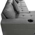 Sectional Sofa Set For Living Room With L Shape Chaise Lounge ,Cup Holder And Left Or Right Hand Chaise Modern 4 Seat Grey Fabric