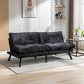 Convertible Sofa Bed Loveseat Futon Bedadjustable Lounge Couch With Metal Legs,Futon Sets For Compact Living Space Chenille Black Upholstered