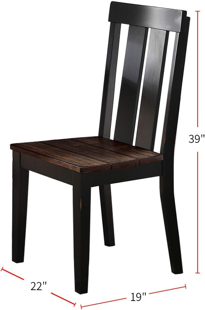 Natural Solid Wood Dark Brown Hues Set Of 2 Chairs Dining Room Seatings Chair Dark Brown Dining Room Modern,Transitional Dining Chairs Rubberwood Slat Back Solid Wood