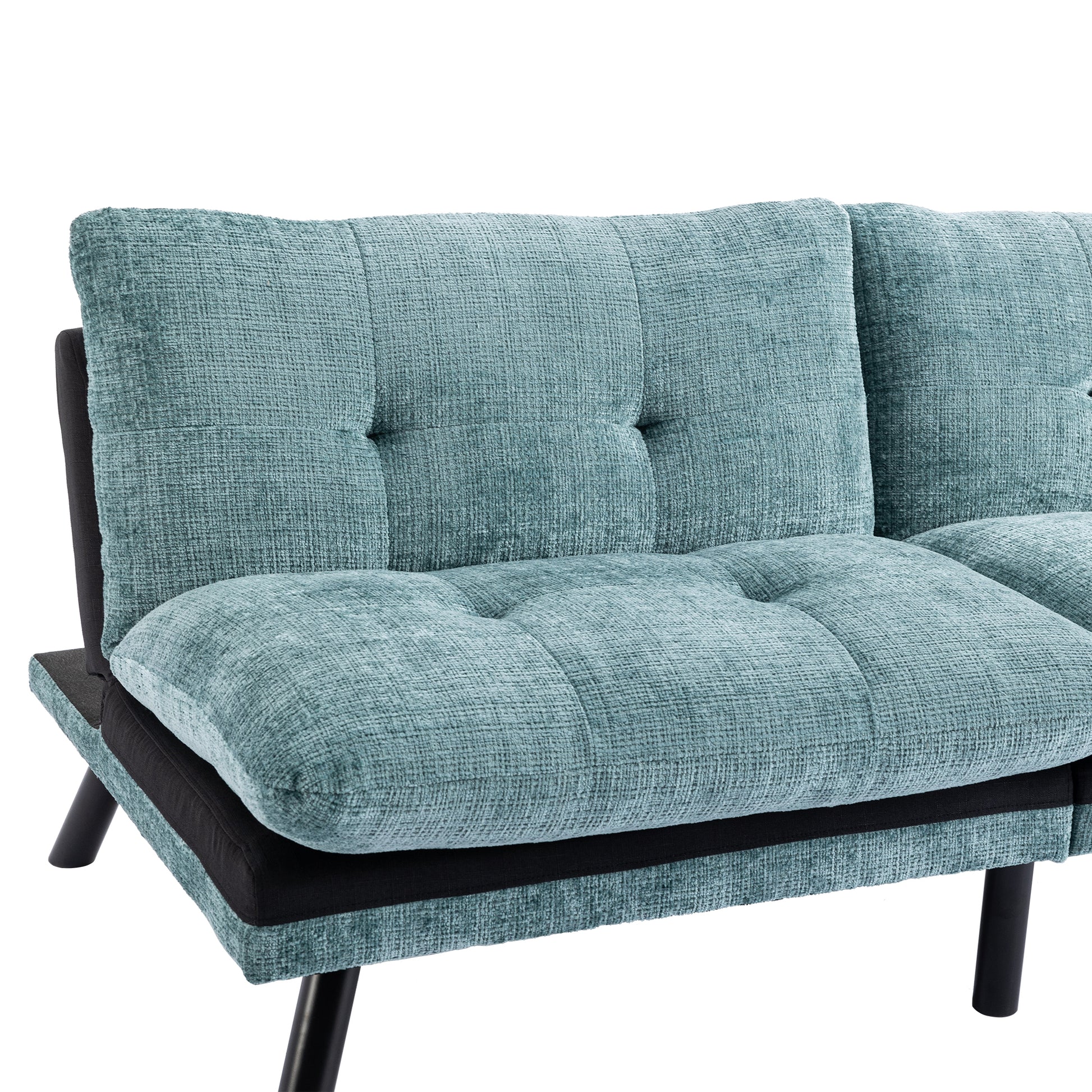 Convertible Sofa Bed Loveseat Futon Bedadjustable Lounge Couch With Metal Legs,Futon Sets For Compact Living Space Chenille Mint Green Mint Green Upholstered