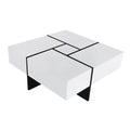 Unique Design Coffee Table With 4 Hidden Storage Compartments, Square Cocktail Table With Extendable Sliding Tabletop, Uv High Gloss Design Center Table For Living Room, 31.5