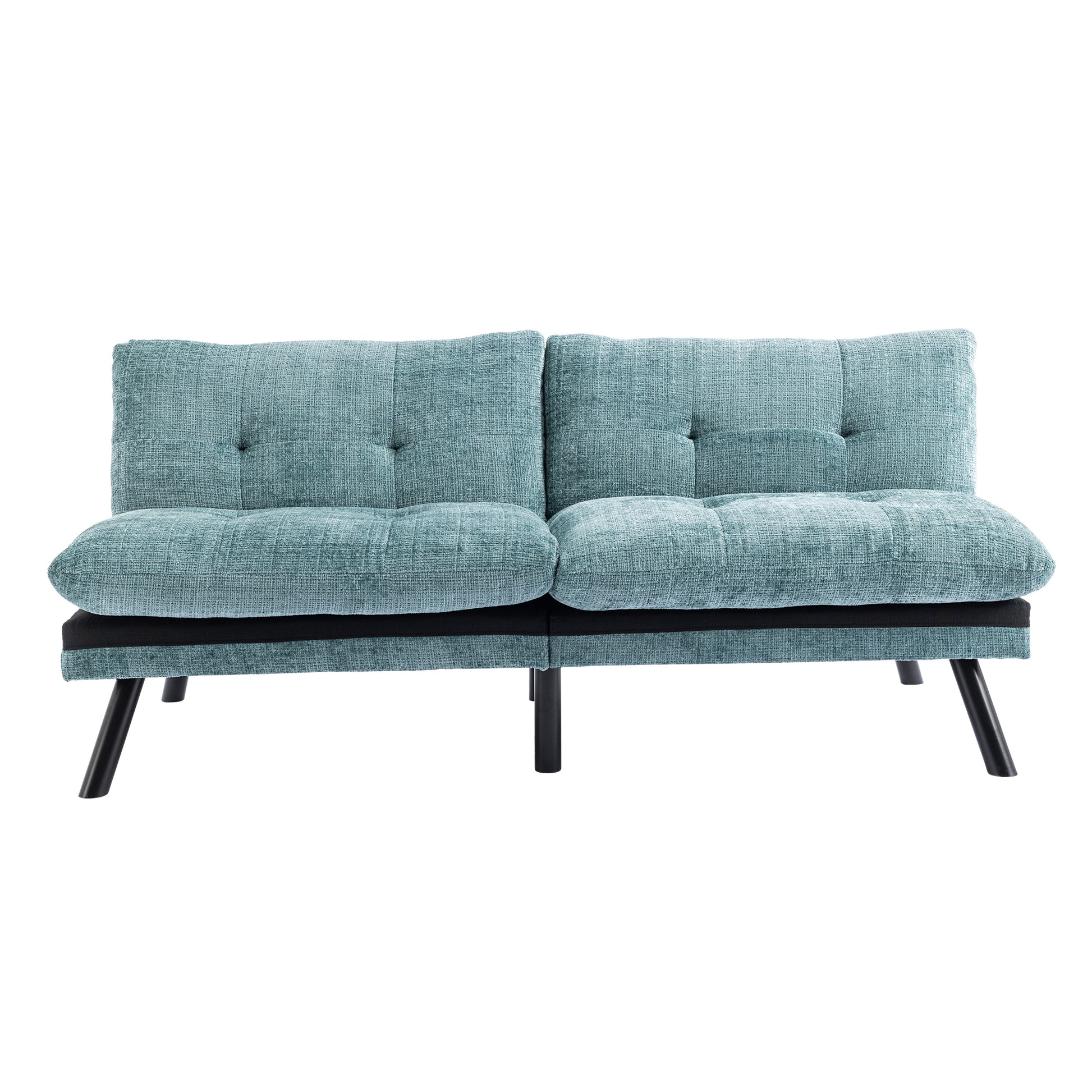 Convertible Sofa Bed Loveseat Futon Bedadjustable Lounge Couch With Metal Legs,Futon Sets For Compact Living Space Chenille Mint Green Mint Green Upholstered