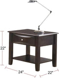 Simple Modern Look Wooden End Table Living Room Sofa Side Table Venner Drawerand Shelf Brown Brown Primary Living Space Modern Rubberwood Rectangular Drawers Coffee & End Tables Solid Wood