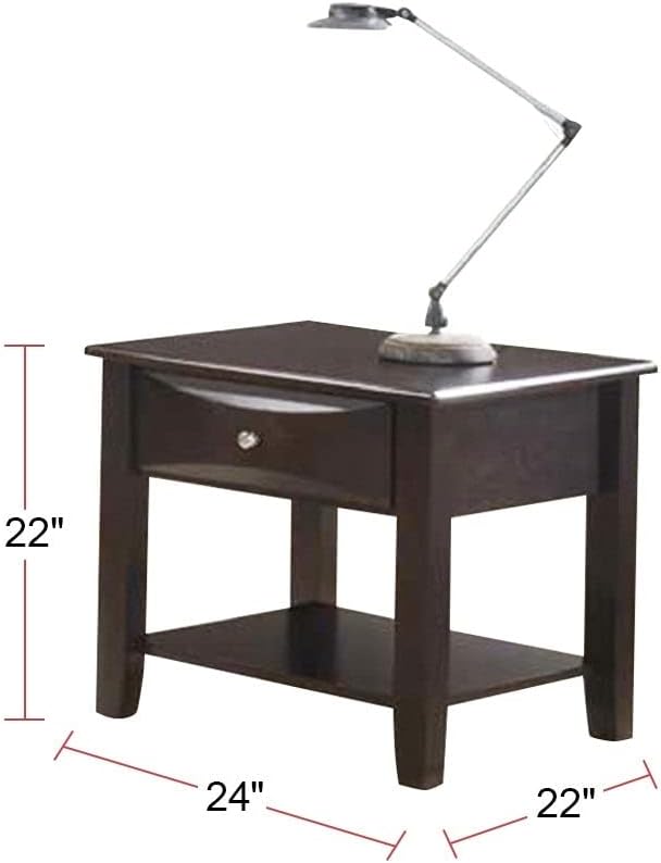 Simple Modern Look Wooden End Table Living Room Sofa Side Table Venner Drawerand Shelf Brown Brown Primary Living Space Modern Rubberwood Rectangular Drawers Coffee & End Tables Solid Wood