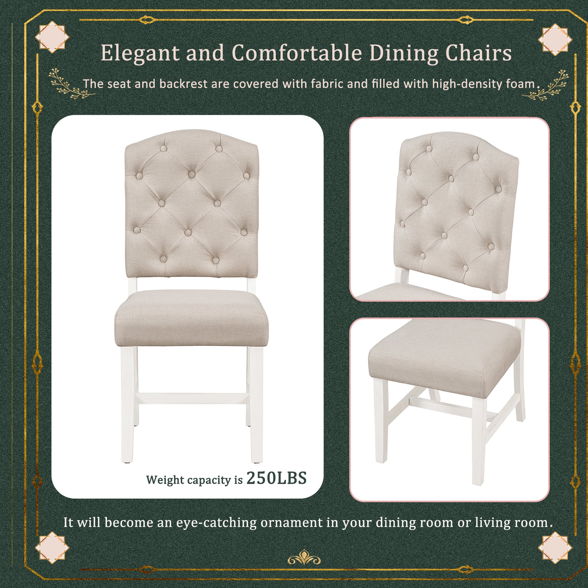 Functional Furniture Retro Style Dining Table Set With Extendable Table And 4 Upholstered Chairs For Dining Room And Living Room Oak Natural Wood Off White Oak Natural Wood Off White Solid Wood