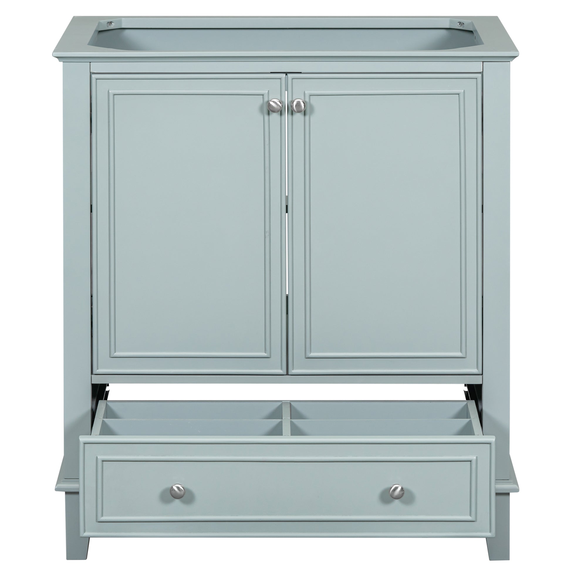 30" Bathroom Vanity Without Sink, Base Only, Multi Functional Bathroom Cabinet With Doors And Drawer, Solid Frame And Mdf Board, Green Green Solid Wood Mdf