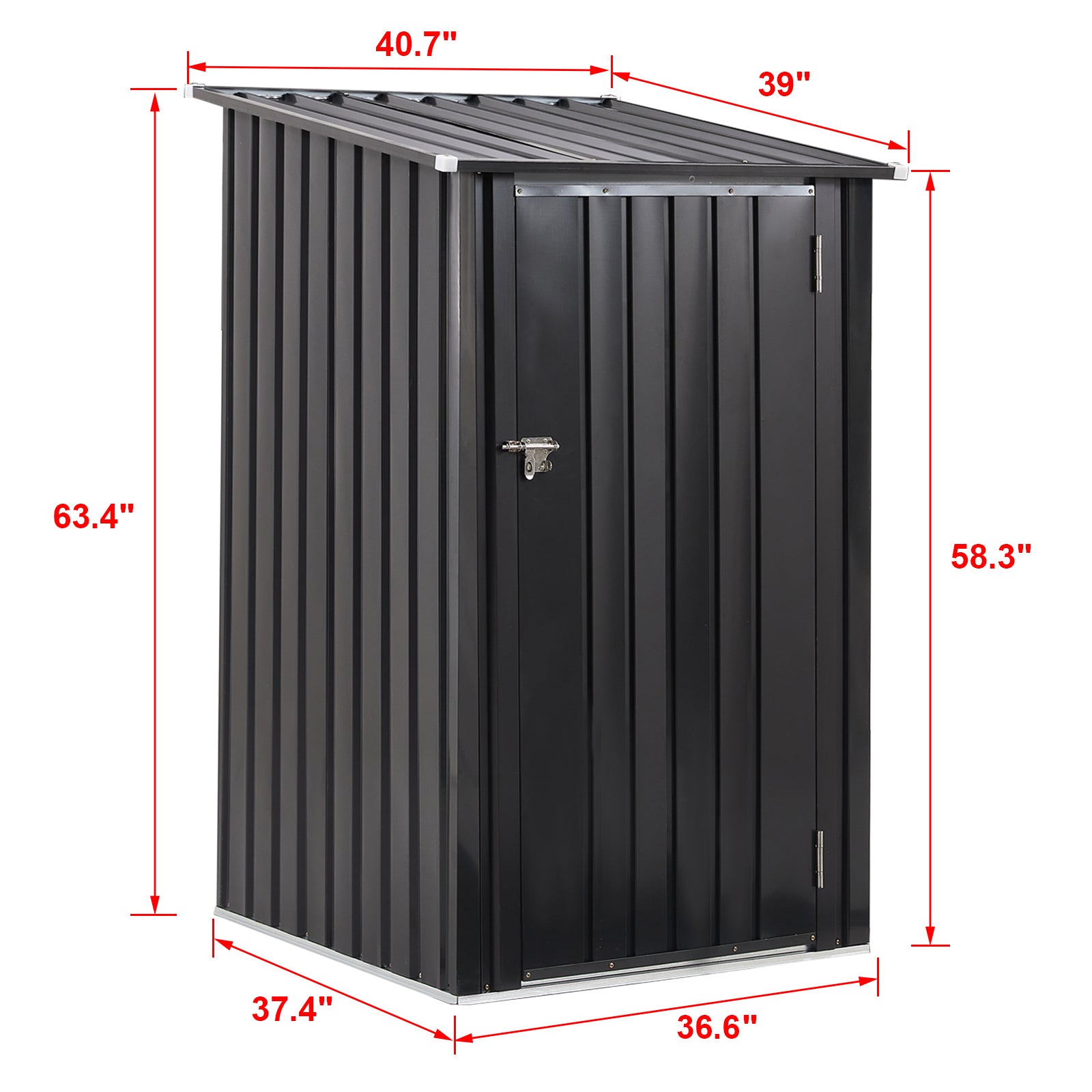 Outdoor Storage Shed, 3 X 3 Ft Metal Steel Garden Shed With Single Lockable Door, Small Shed Outdoor Steel Utility Tool Shed For Backyard Patio Garden Lawn Dark Gray Steel