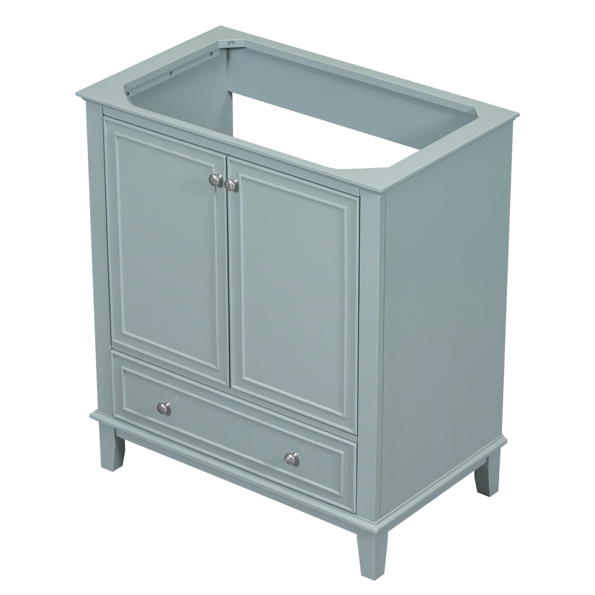 30" Bathroom Vanity Without Sink, Base Only, Multi Functional Bathroom Cabinet With Doors And Drawer, Solid Frame And Mdf Board, Green Green Solid Wood Mdf