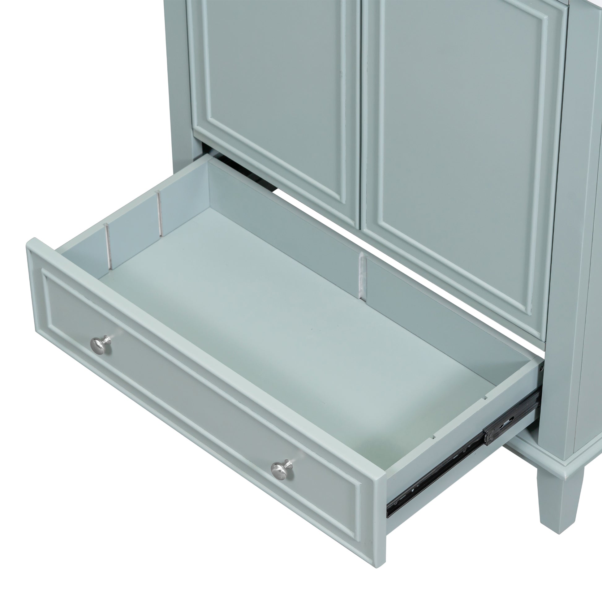 30" Bathroom Vanity Without Sink, Base Only, Multi Functional Bathroom Cabinet With Doors And Drawer, Solid Frame And Mdf Board, Green Green Solid Wood Mdf