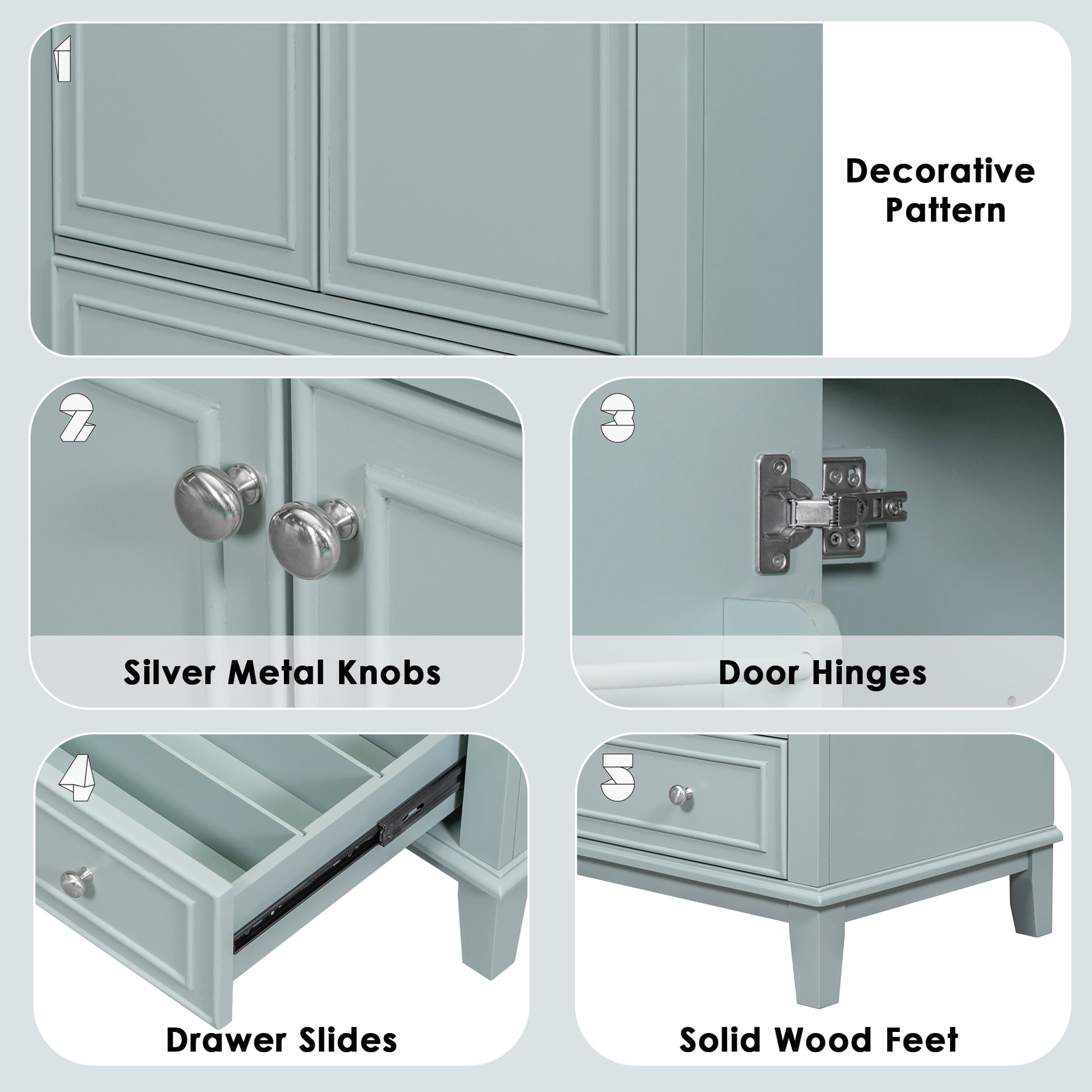 30" Bathroom Vanity With Sink Combo, Multi Functional Bathroom Cabinet With Doors And Drawer, Solid Frame And Mdf Board, Green Old Sku:Sy999606Aac Green Solid Wood Mdf