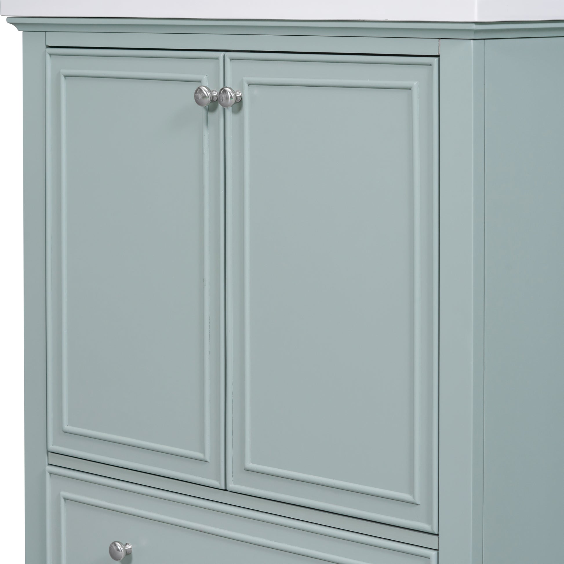 30" Bathroom Vanity Without Sink, Base Only, Multi Functional Bathroom Cabinet With Doors And Drawer, Solid Frame And Mdf Board, Green Green Solid Wood Mdf