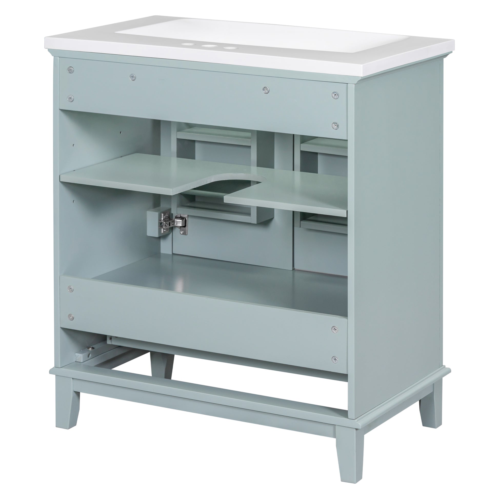 30" Bathroom Vanity With Sink Combo, Multi Functional Bathroom Cabinet With Doors And Drawer, Solid Frame And Mdf Board, Green Old Sku:Sy999606Aac Green Solid Wood Mdf