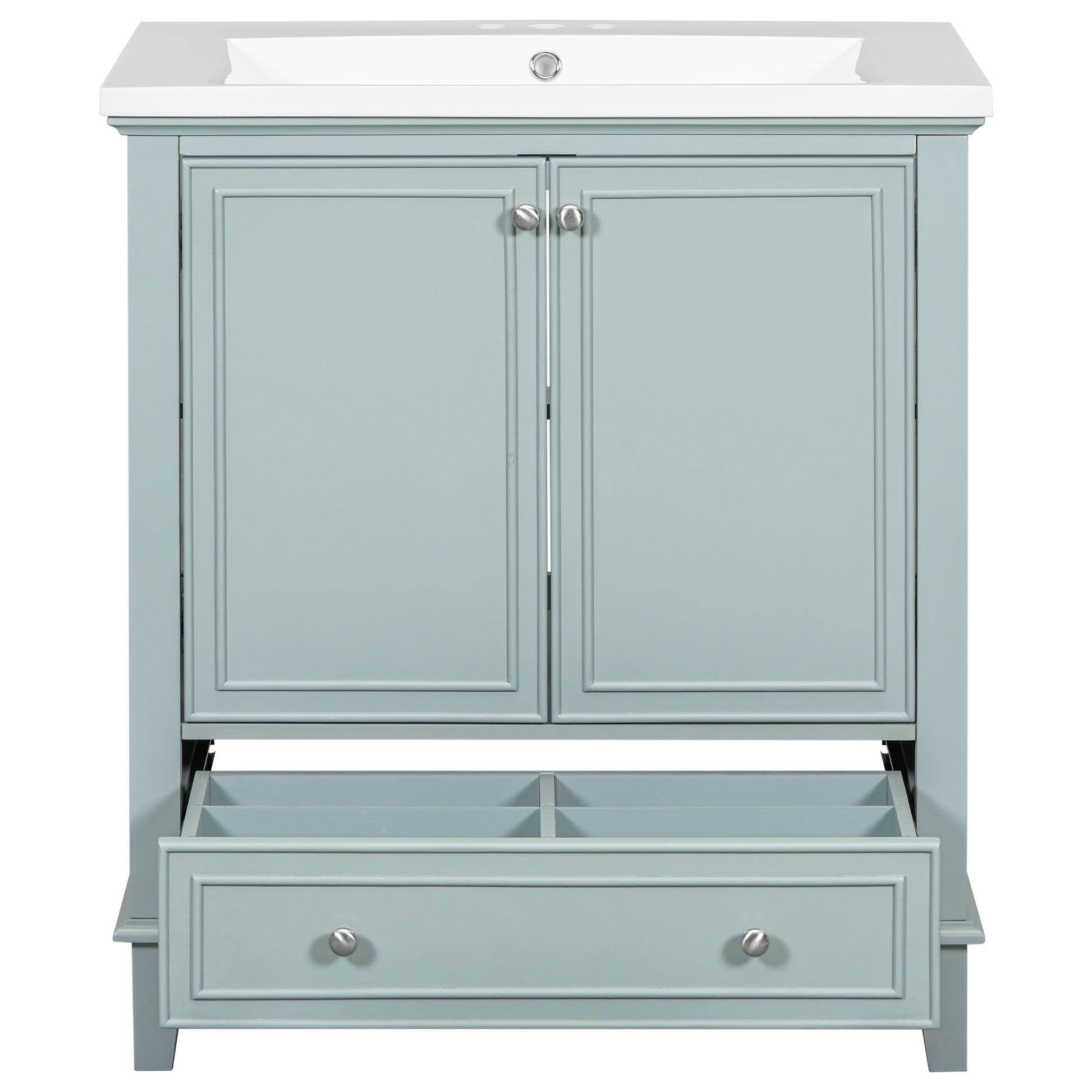 30" Bathroom Vanity With Sink Combo, Multi Functional Bathroom Cabinet With Doors And Drawer, Solid Frame And Mdf Board, Green Old Sku:Sy999606Aac Green Solid Wood Mdf