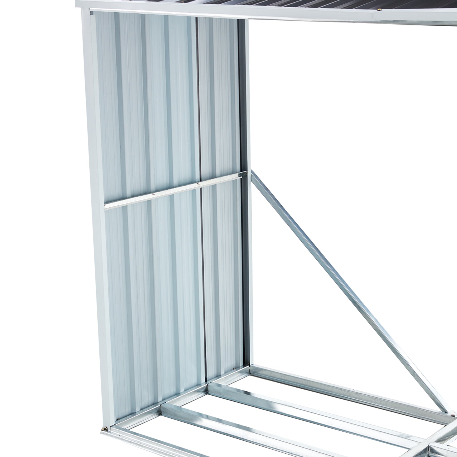 Log Storage Shed, Log Holder With Roof, Log Storage Shed, Firewood Rack For Backyard Garden Patio Porch, Anthracite Galvanized Steel 70.9" Dark Gray Steel