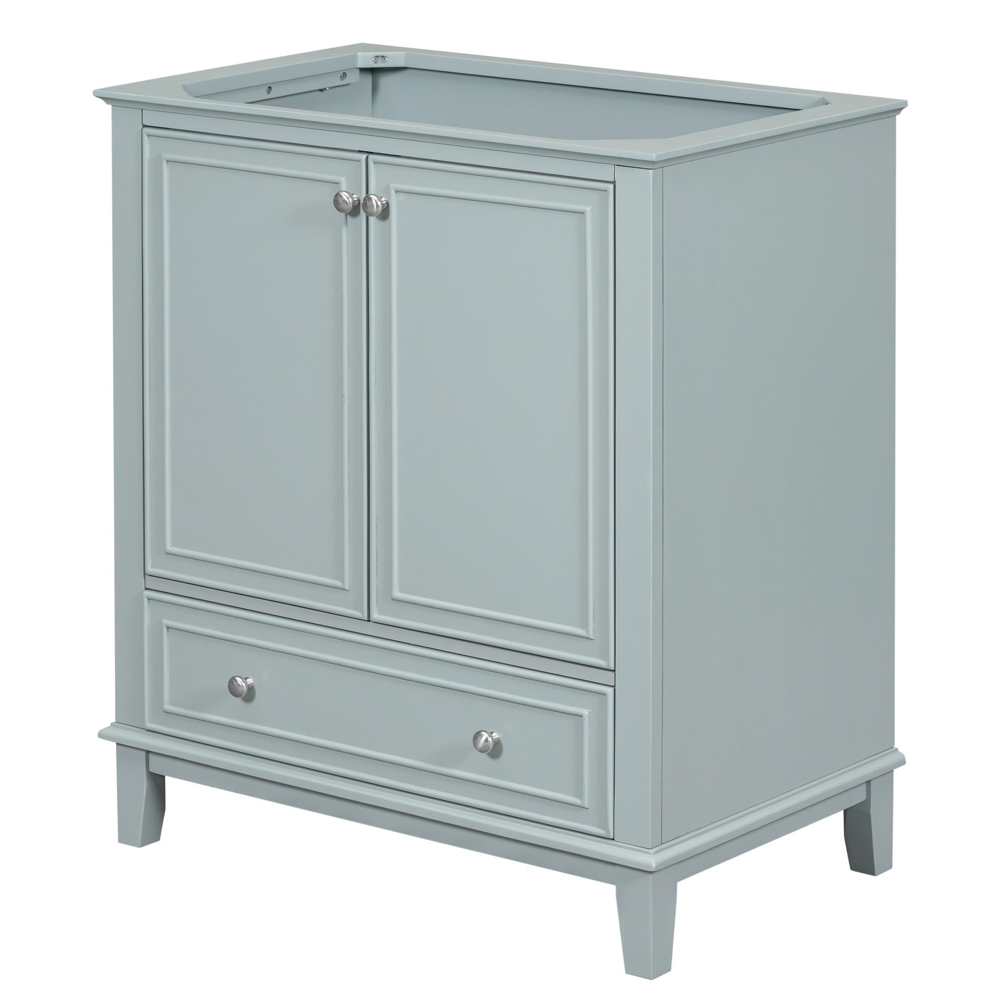 30" Bathroom Vanity Without Sink, Base Only, Multi Functional Bathroom Cabinet With Doors And Drawer, Solid Frame And Mdf Board, Green Green Solid Wood Mdf