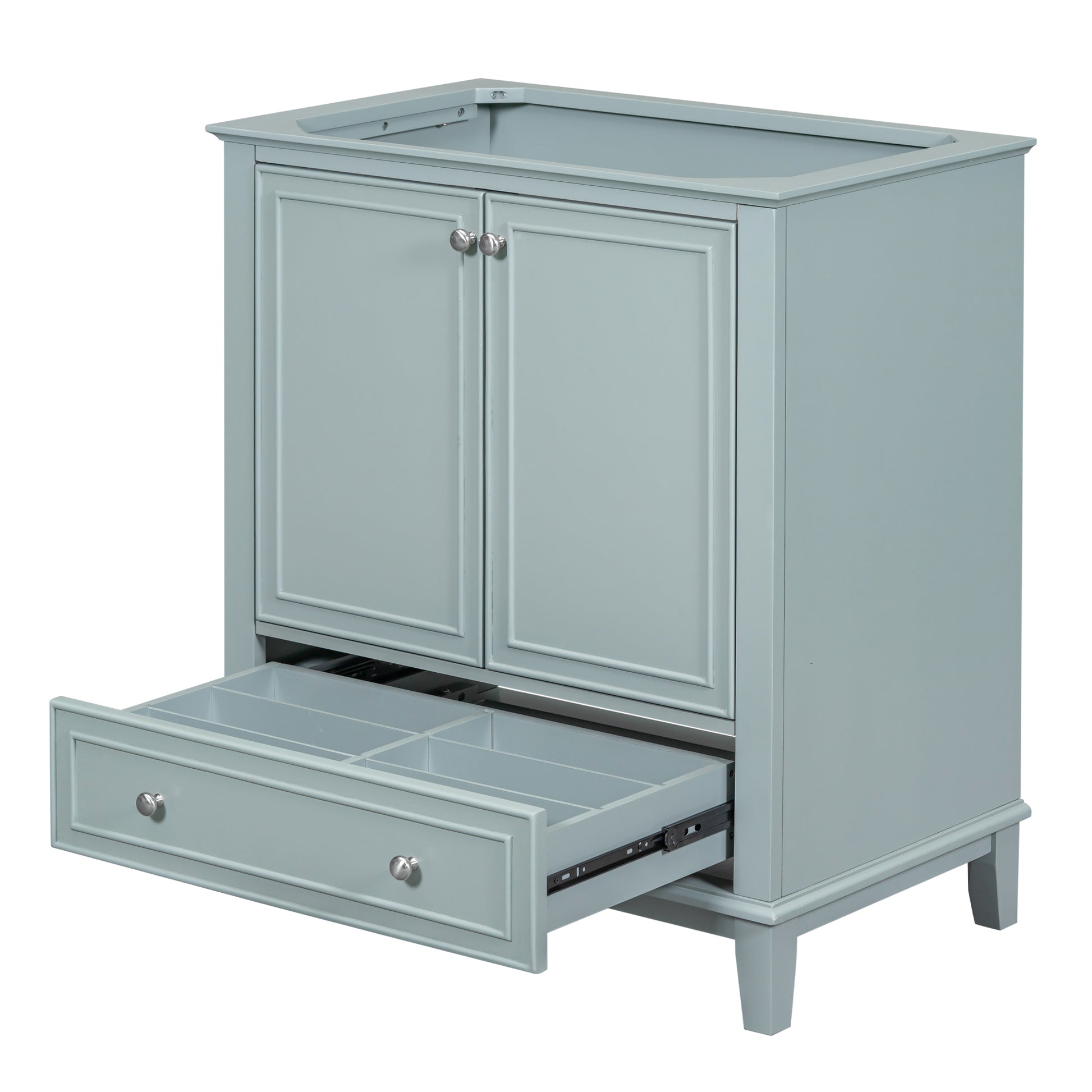 30" Bathroom Vanity Without Sink, Base Only, Multi Functional Bathroom Cabinet With Doors And Drawer, Solid Frame And Mdf Board, Green Green Solid Wood Mdf