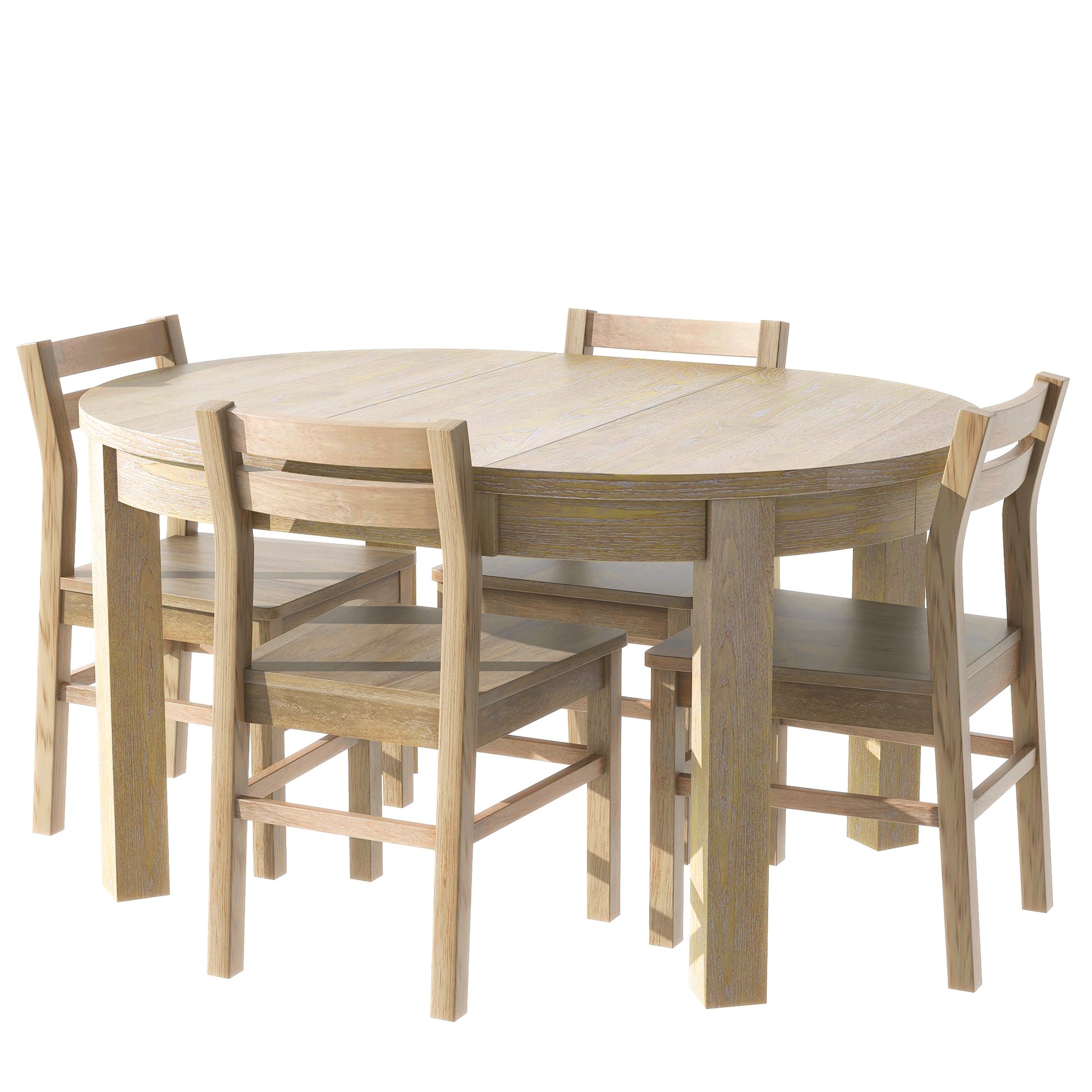 Farmhouse 5 Piece Extendable Round Dining Table Set With Storage Drawers And 4 Dining Chairs,16" Removable Leaf, Natural Wood Dining Room Extendable Rubberwood Round Dining Table With Chair Wood Wood Natural Ladder Back Seats 4 42 Inches Removable Leaf