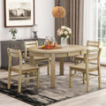 Farmhouse 5 Piece Extendable Round Dining Table Set With Storage Drawers And 4 Dining Chairs,16