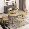 Farmhouse 5 Piece Extendable Round Dining Table Set With Storage Drawers And 4 Dining Chairs,16