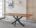 Rectangle Mdf Dining Table, Printed Walnut Table Top And Black Metal Base Walnut Mdf
