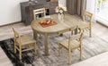 Farmhouse 5 Piece Extendable Round Dining Table Set With Storage Drawers And 4 Dining Chairs,16