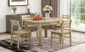 Farmhouse 5 Piece Extendable Round Dining Table Set With Storage Drawers And 4 Dining Chairs,16