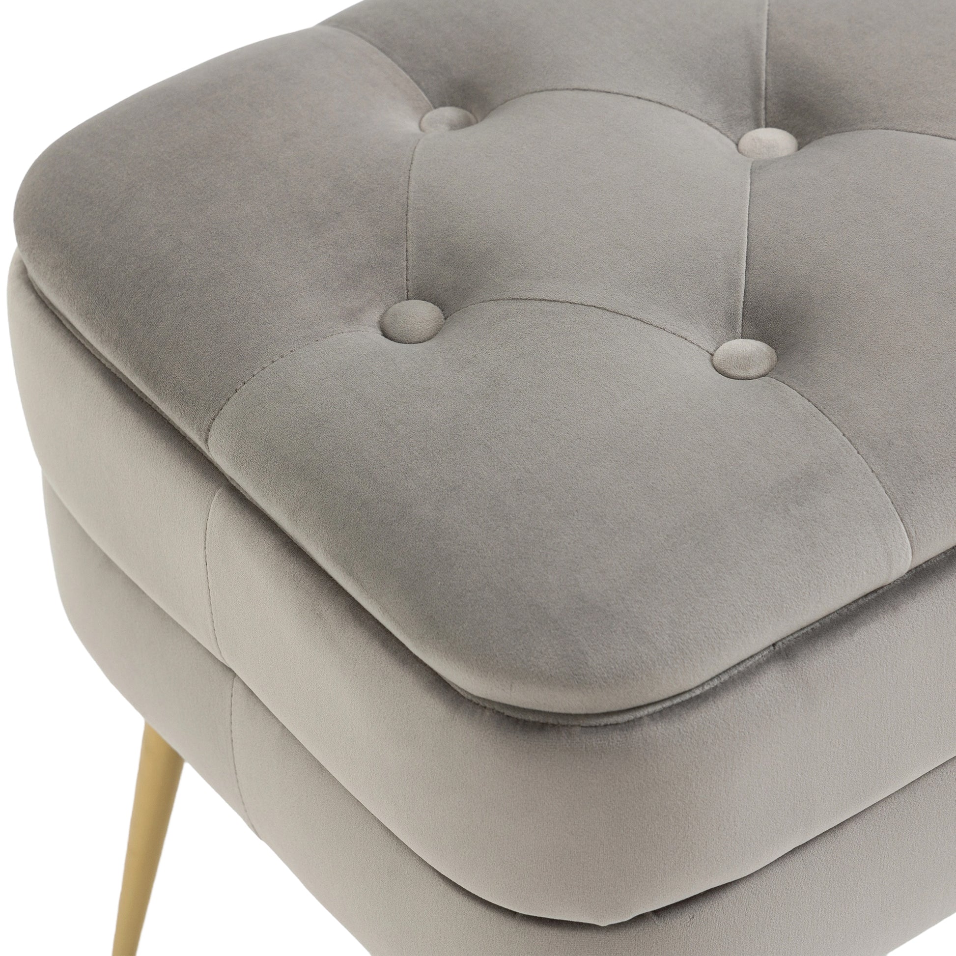 Coolmore Storage Ottoman, Bedroom End Bench,Upholstered Fabric Storage Ottoman With Safety Hinge, Entryway Padded Footstool, Ottoman Bench For Living Room & Bedroom Gray Velvet