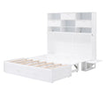 Queen Size Murphy Bed With Bookcase, Bedside Shelves And A Big Drawer, White White Solid Wood Mdf