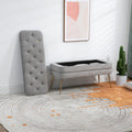 Coolmore Storage Ottoman, Bedroom End Bench,Upholstered Fabric Storage Ottoman With Safety Hinge, Entryway Padded Footstool, Ottoman Bench For Living Room & Bedroom Gray Velvet