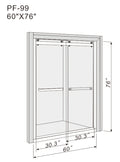 Semi Frameless Double Sliding Glass Shower Doors, 60