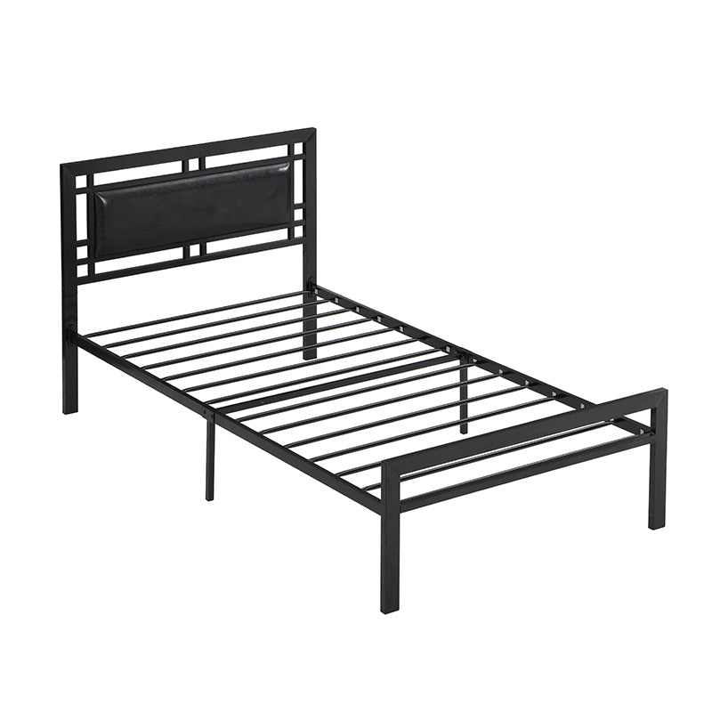 Twin Size Metal Bed Sturdy System Metal Bed Frame ,Modern Style And Comfort To Any Bedroom ,Black Black Metal