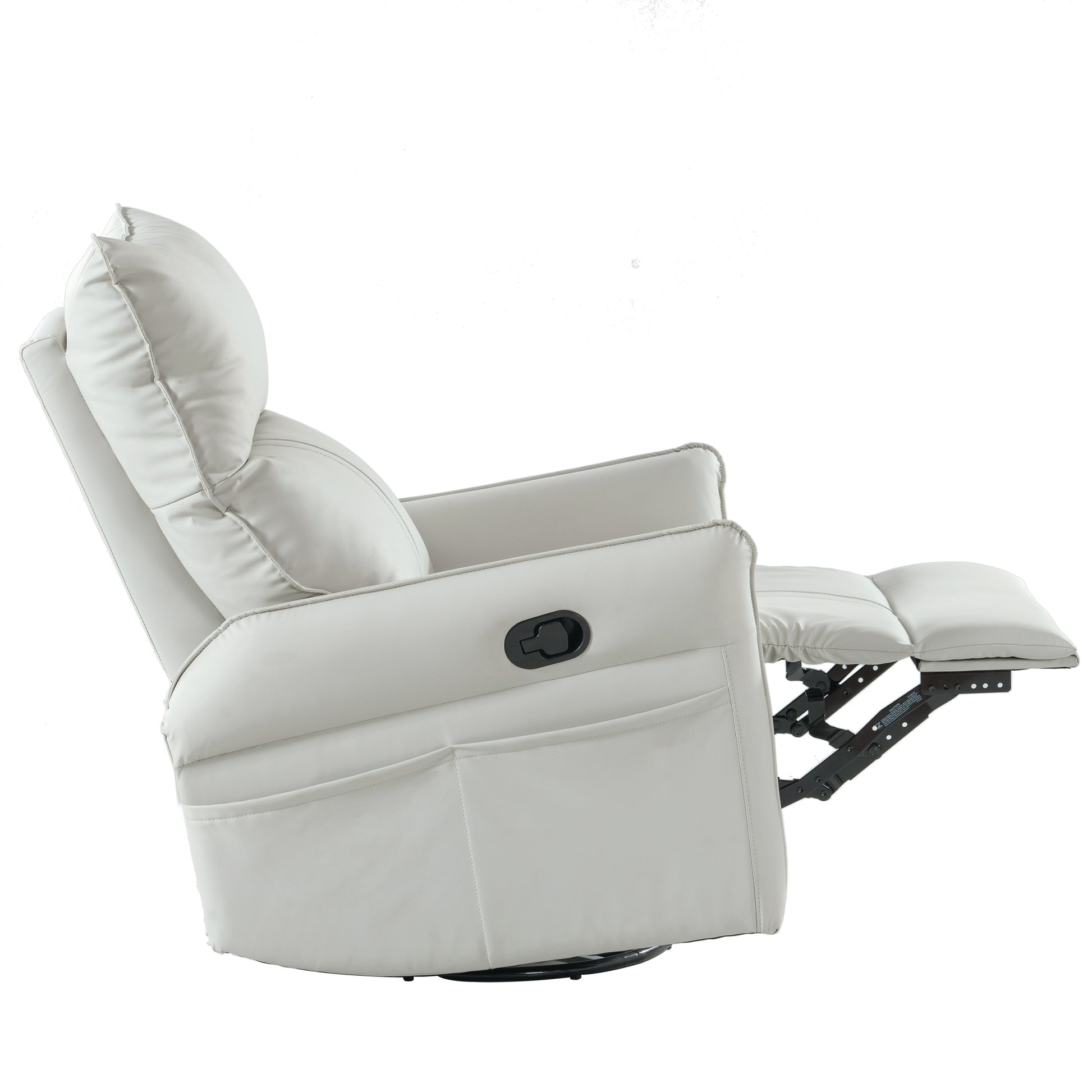 Rocking Recliner Chair,360 Degree Swivel Nursery Rocking Chair,Glider Chair,Modern Small Rocking Swivel Recliner Chair For Bedroom,Living Room Chair Home Theater Seat,Side Pocket Light Gray Solid Light Brown Primary Living Space Push Button Rubberwood