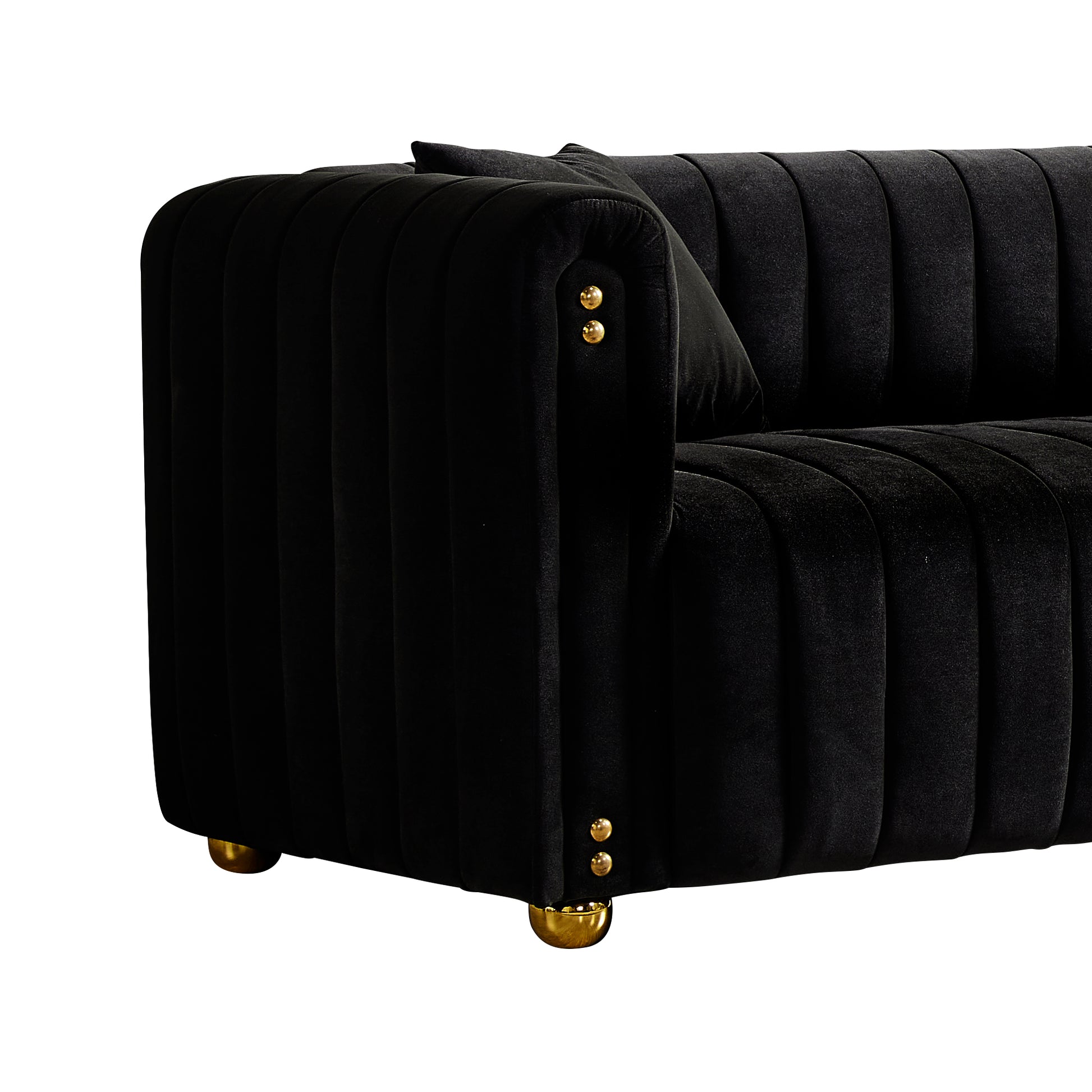 79.92" Modern Vertical Channel Tufted Velvet Sofa,Comfortable Sofa For Living Room Black Black Velvet 3 Seat