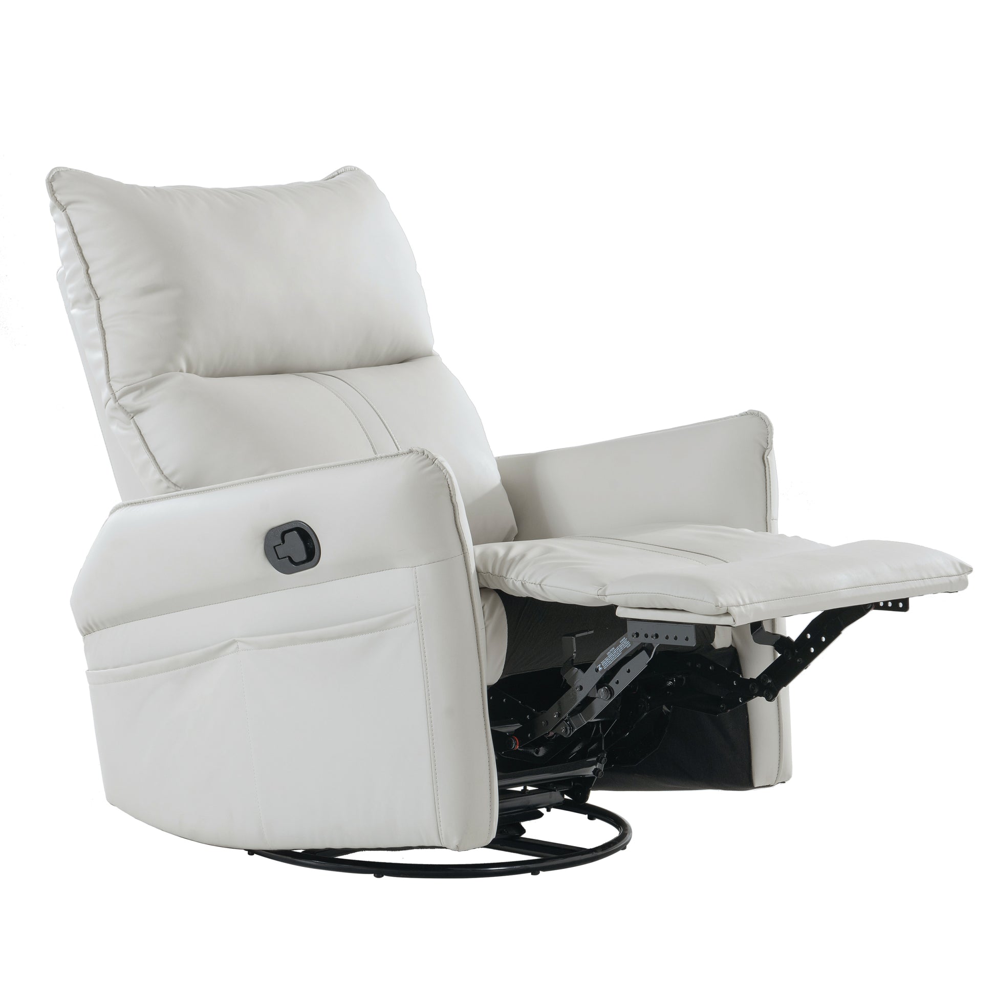 Rocking Recliner Chair,360 Degree Swivel Nursery Rocking Chair,Glider Chair,Modern Small Rocking Swivel Recliner Chair For Bedroom,Living Room Chair Home Theater Seat,Side Pocket Light Gray Solid Light Brown Primary Living Space Push Button Rubberwood