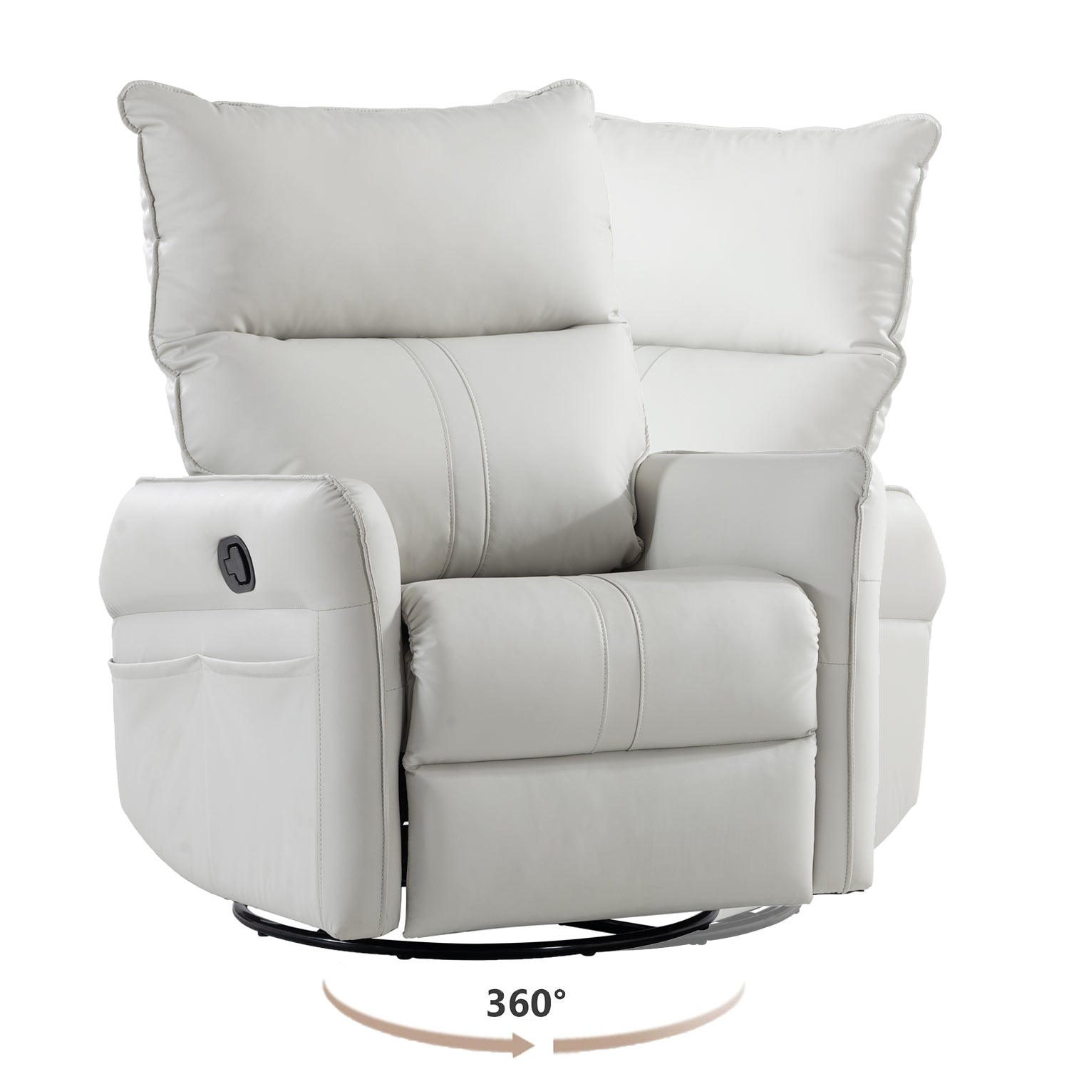 Rocking Recliner Chair,360 Degree Swivel Nursery Rocking Chair,Glider Chair,Modern Small Rocking Swivel Recliner Chair For Bedroom,Living Room Chair Home Theater Seat,Side Pocket Light Gray Solid Light Brown Primary Living Space Push Button Rubberwood