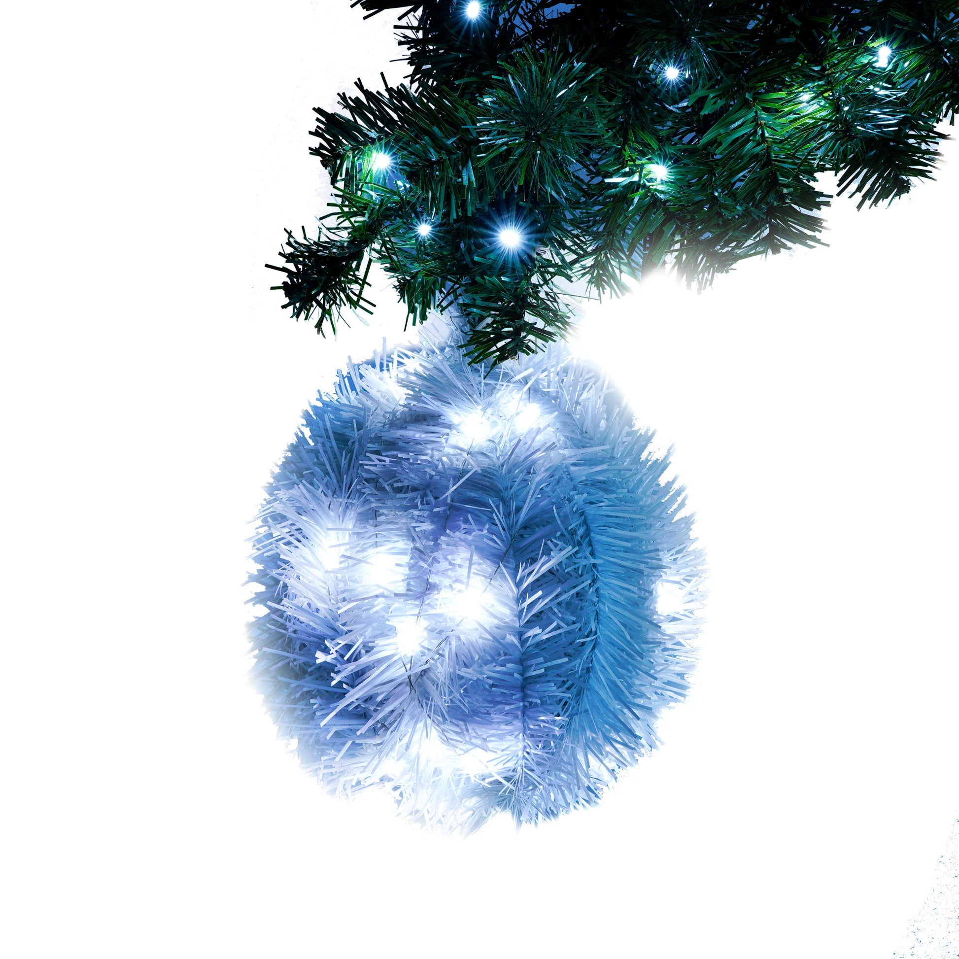 6Ft Hinged Fir Artificial Fir Bent Top Christmas Tree, Xmas Tree Bendable Santa Hat Style Christmas Tree Holiday Decoration, 1250 Lush Branch Tips, 300 Led Lights X Mas Green Pvc